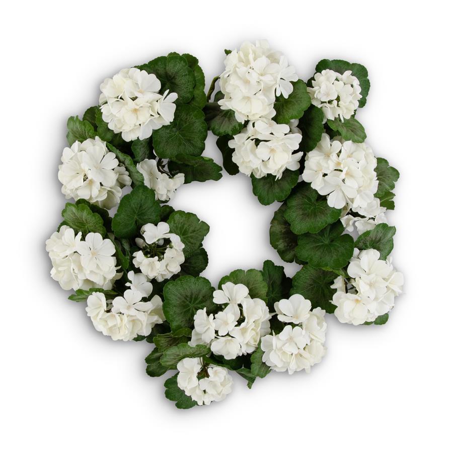 24 Inch White Geranium Wreath