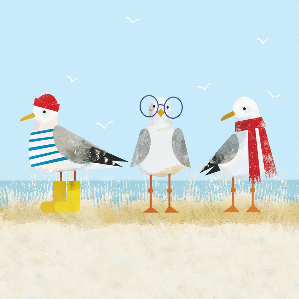 BEVERAGE NAPKINS -SASSY SEAGULLS