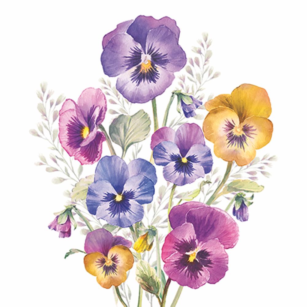BEVERAGE NAPKIN - PANSIES