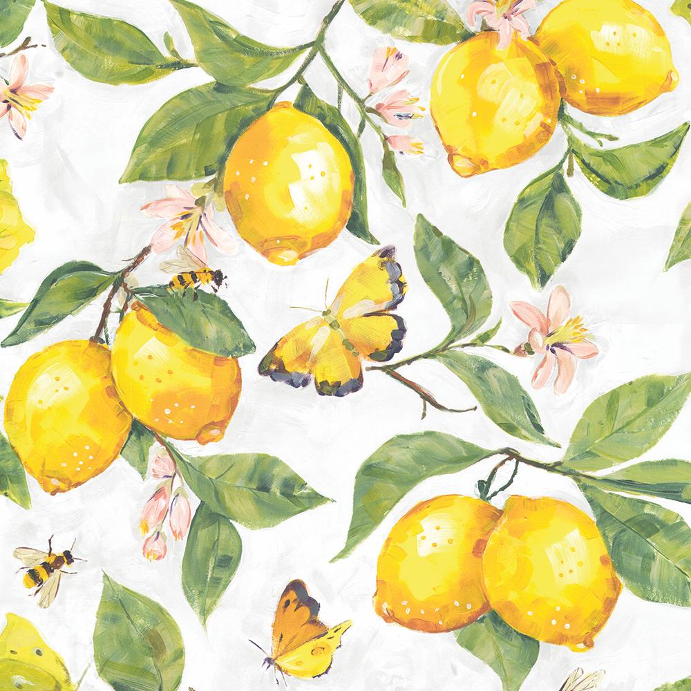 BEVERAGE NAPKIN -FRESH LEMONS, WHITE