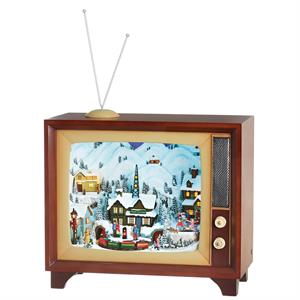 MUSICAL VILLAGE #B - 23"H LIGHTED MUSICAL TV WITH