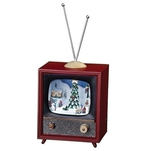 MUSICAL VILLAGE #L - 5.75"H LIGHTED MUSICAL RED TV