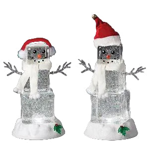 GLOBE #13 -9"H LIGHTED SWIRL CUBE SNOWMAN