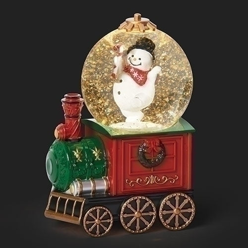 #22 -7.7"H LIGHTED SWIRL TRAIN DOME WITH ROTATING SNOWMAN -USB ADAPTOR