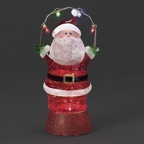 #6 -9.5"H LIGHTED SWIRL SANTA WITH STRING LIGHTS ABOVE HEAD