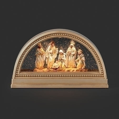#31 - 7"H LIGHTED SWIRL ARCH GOLD NATIVITY -USB ADAPTOR