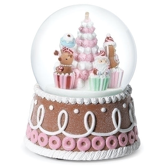 GLOBE# 49 -5.5"H MUSICAL ROTATING GINGERBREAD CHARACTERS DOME; 100MM
