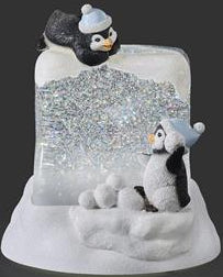GLOBE #4 -7"H LIGHTED SWIRL PENGUINS ON