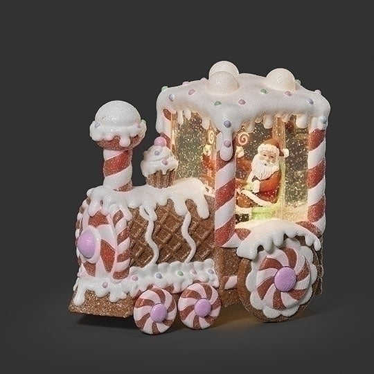 #37 - 7.25"H LIGHTED SWIRL CANDYPEPPERMINT TRAIN WITH SANTA