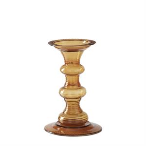 Transparent Amber Glass Pillar Candleholders