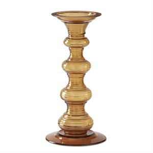 Transparent Amber Glass Pillar Candleholders