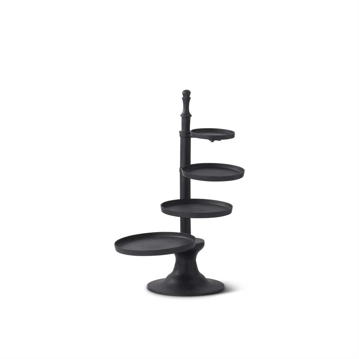 38 Inch Matte Black Metal Adjustable 4 Plate Etagere