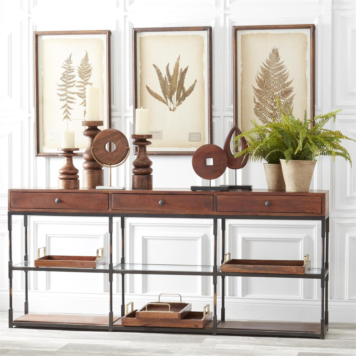 Brown Mango Wood Chunky Candleholders