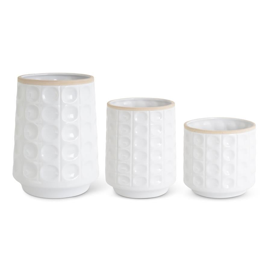 White Ceramic Reverse Hobnail Pots