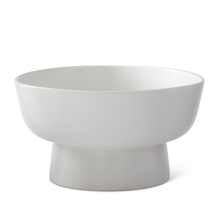 16.25 Inch White Stoneware Footed Bowl