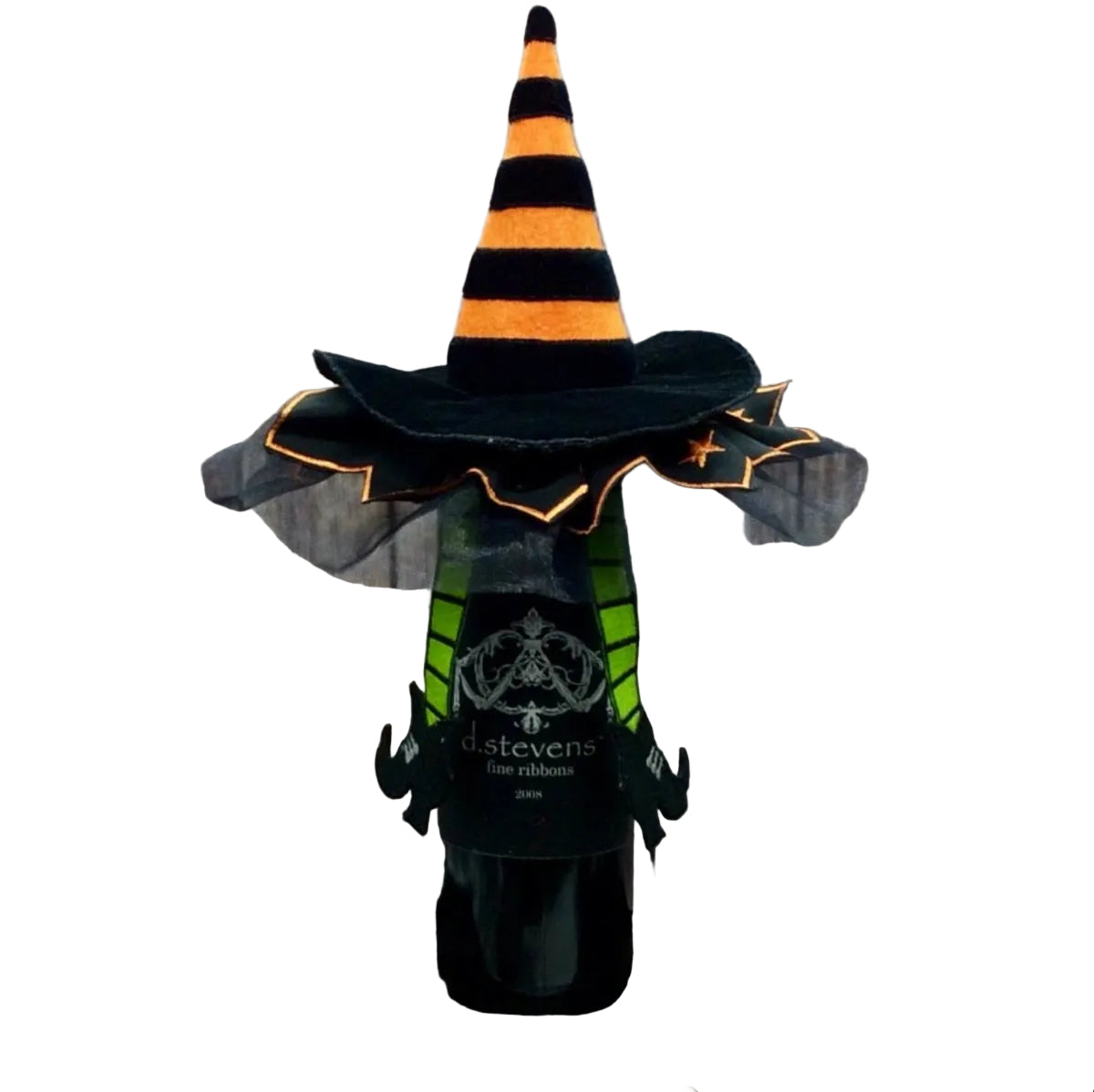 Black & Orange Velvet Witch Hat Sheer Skirt Boots - 7"