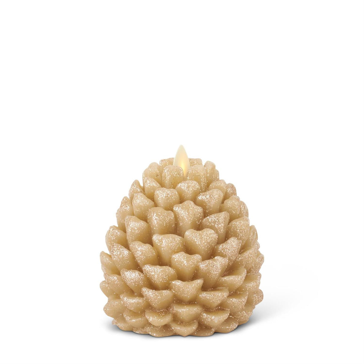 4.5 Inch Gold Wax Snowy Pinecone Luminara Indoor Candle