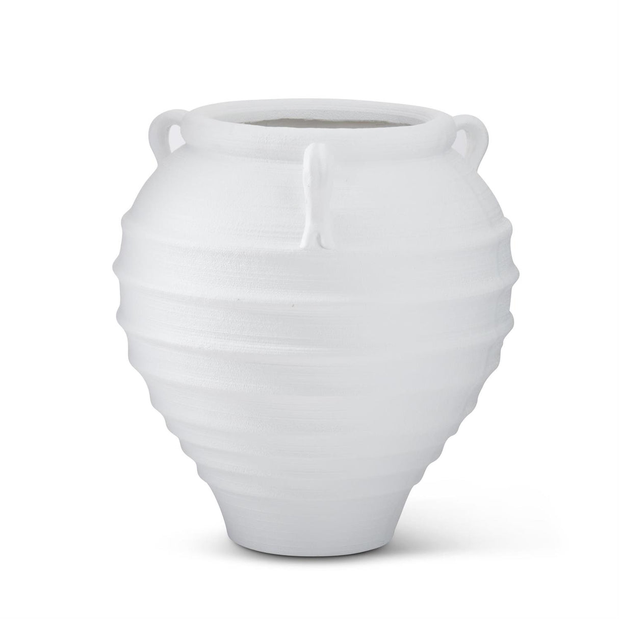 23.75 Inch White Indoor/Outdoor Ribbed Pot w/Handles