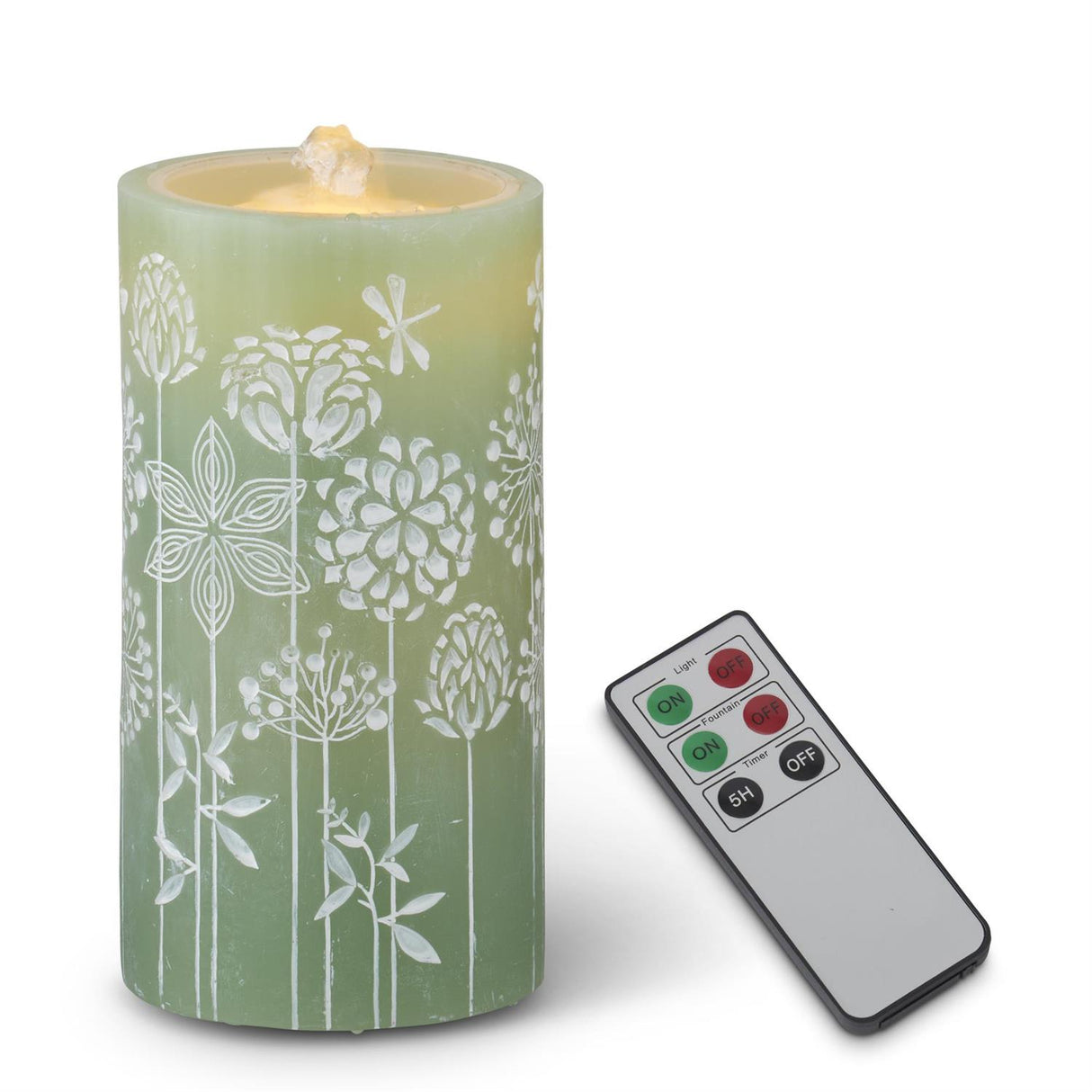 Water LED Flower Embossed Pillar Candles