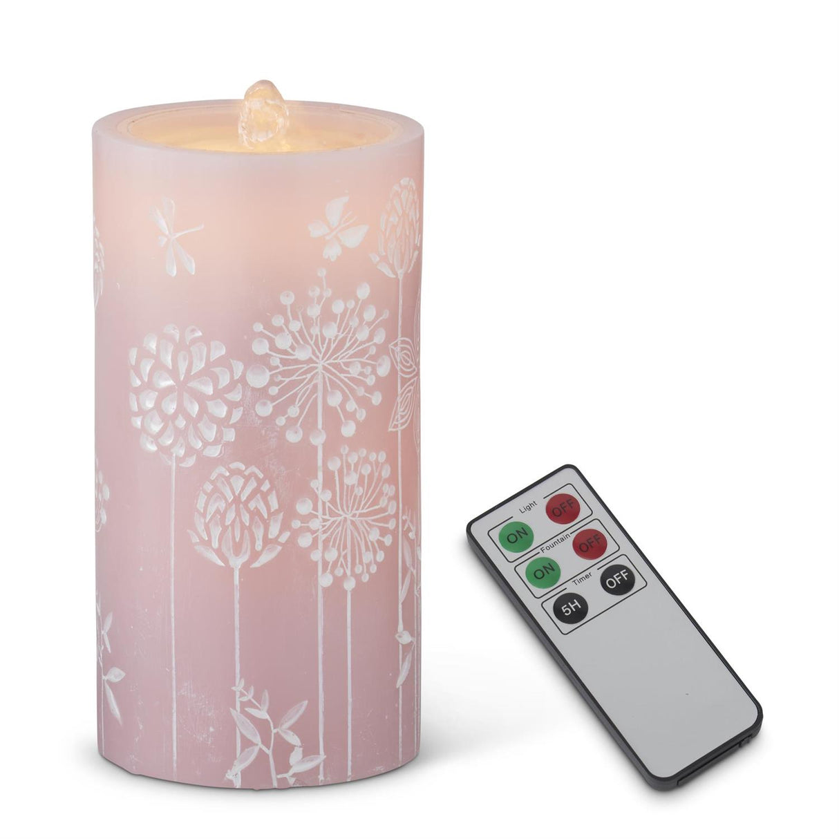 Water LED Flower Embossed Pillar Candles