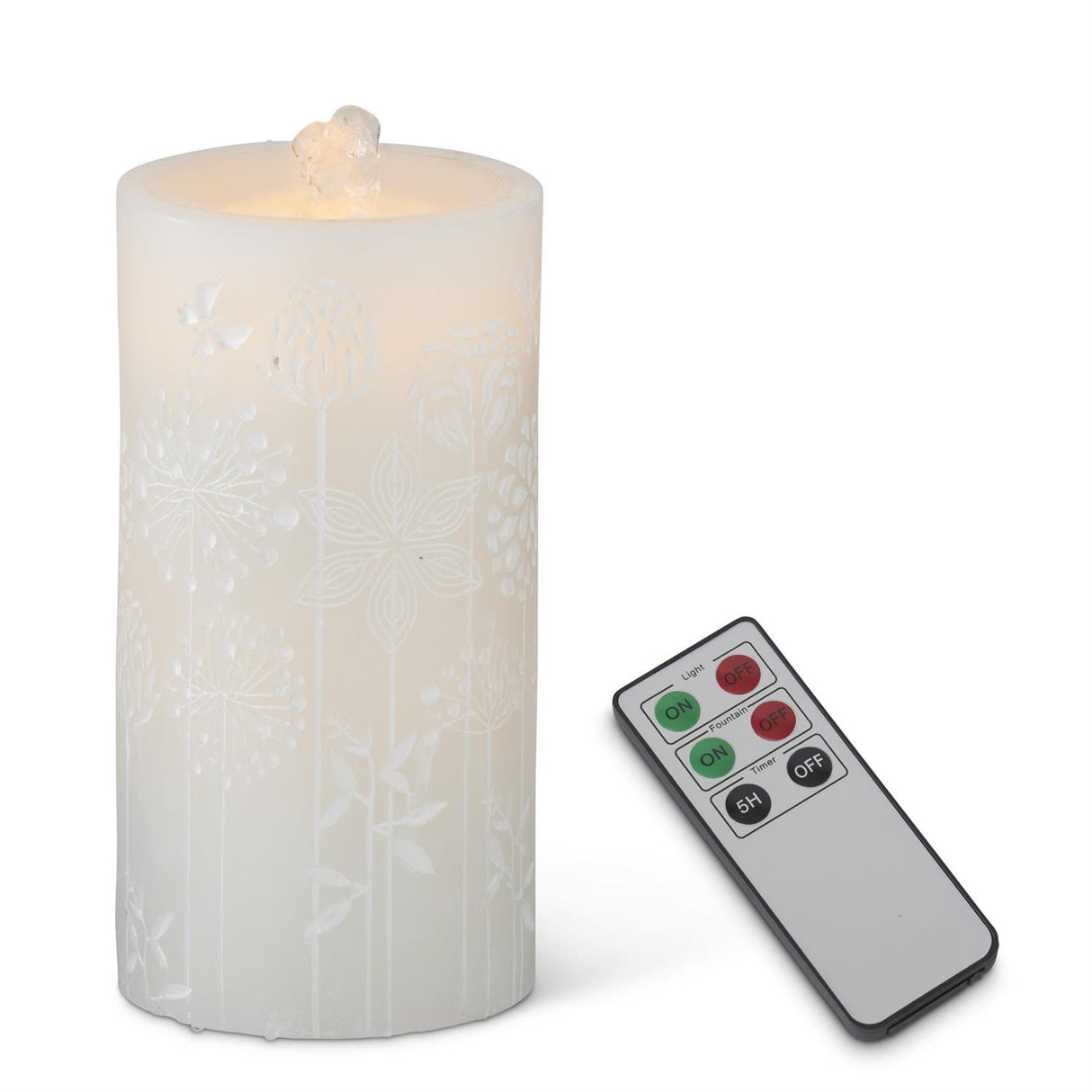 Water LED Flower Embossed Pillar Candles