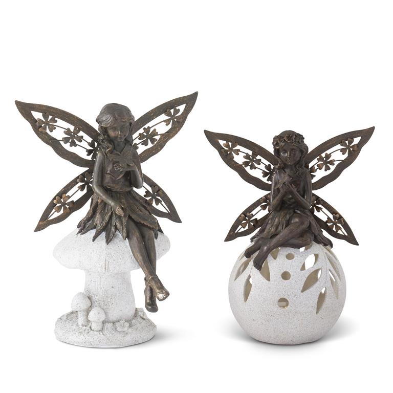 Resin Faux Bronze Fairies LED Cutout Globe