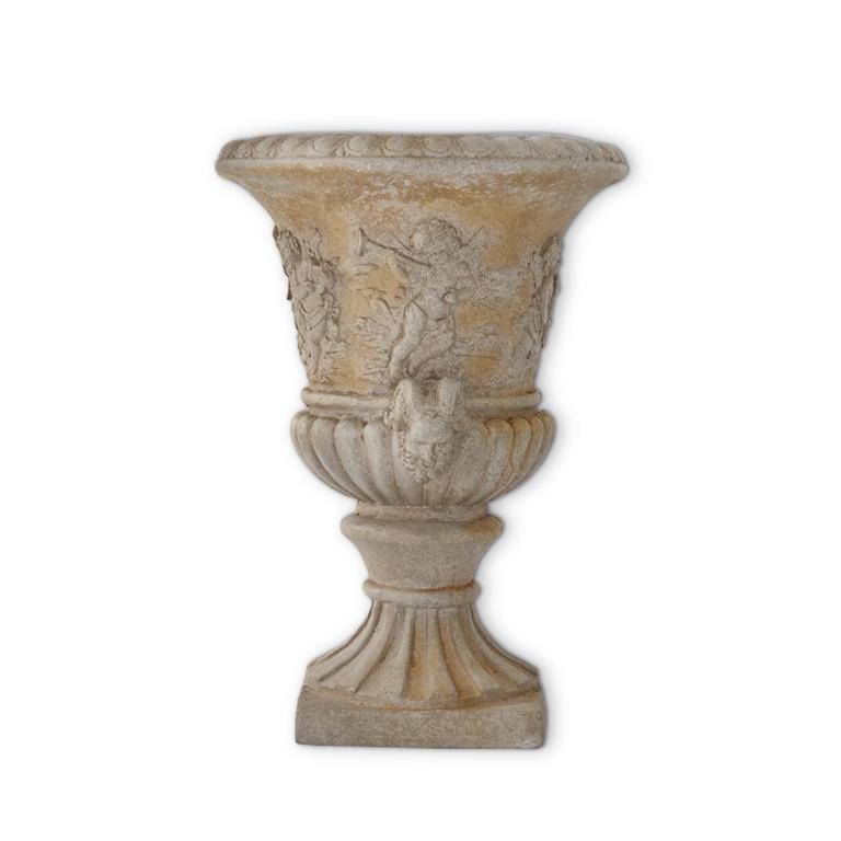 30.5 Inch Tan & Rust Weathered Cherub Wall Hanging Urn