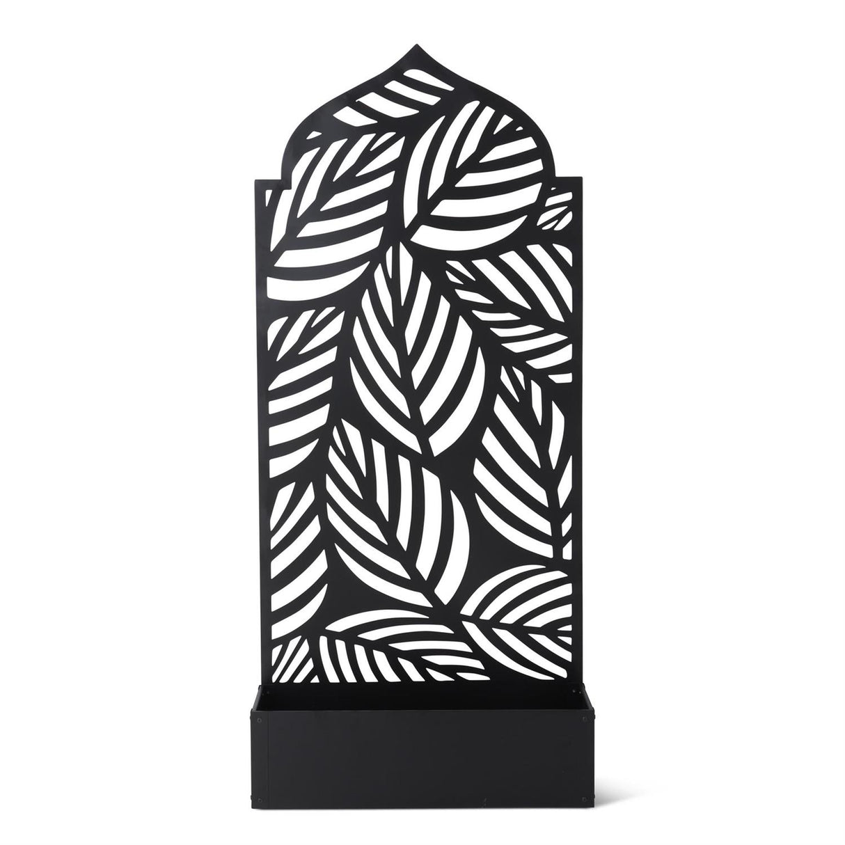 71 Inch Black Metal Tropical Leaf Cutout Wall Hanging