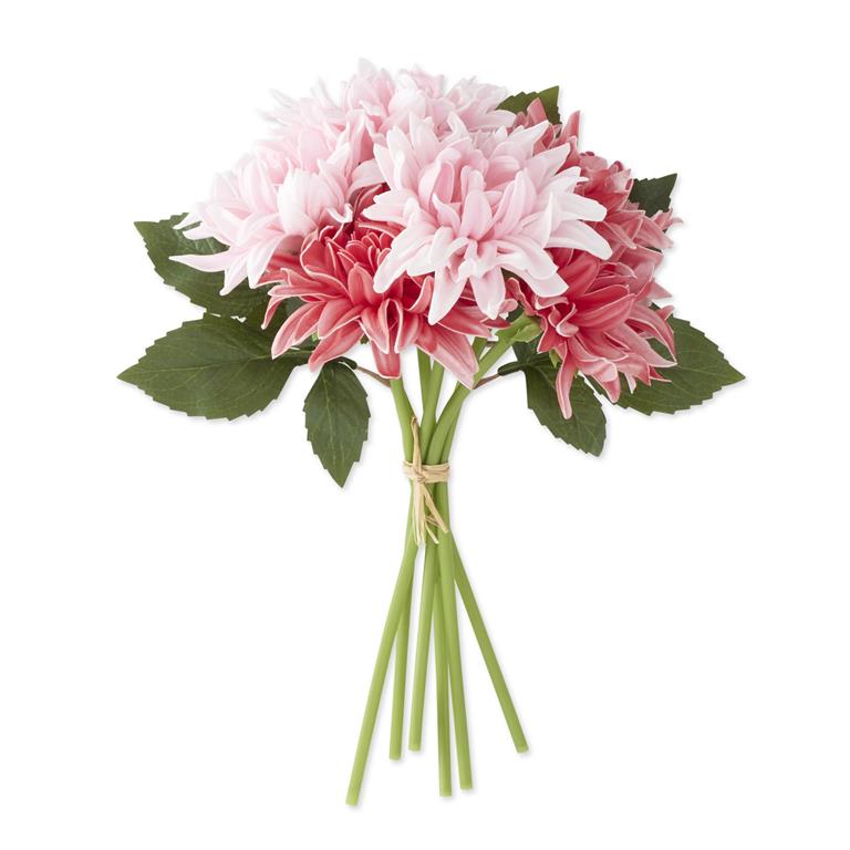 12 Inch Pink Rose Real Touch Dahlia Bundle