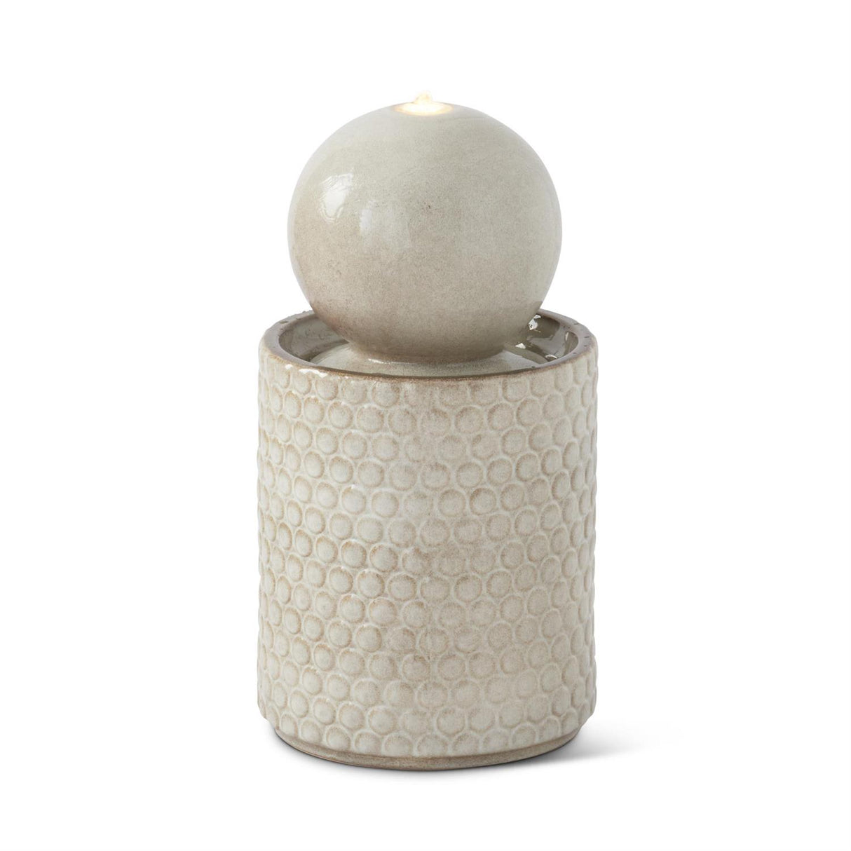 22.5 Inch Cream Ceramic Globe Water Fountain