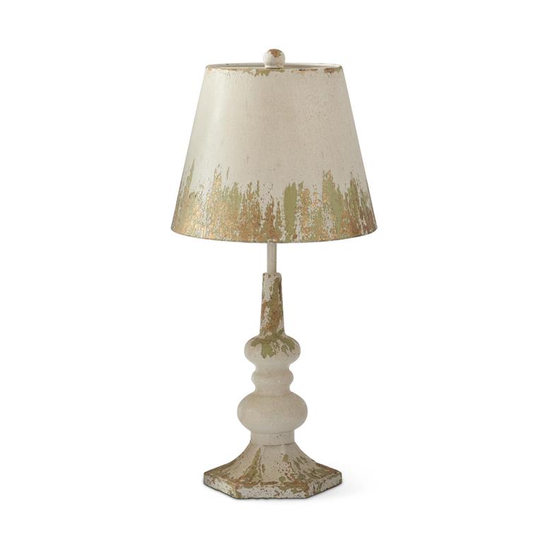 24.5 Inch Cream Green & Gold Lamp w/Metal Shade