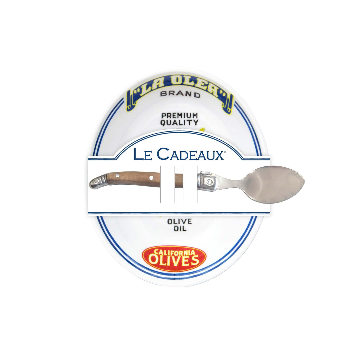 Olive Bowl Vintage Califonia (Olives) with Laguiole Wood Spoon Gift Set