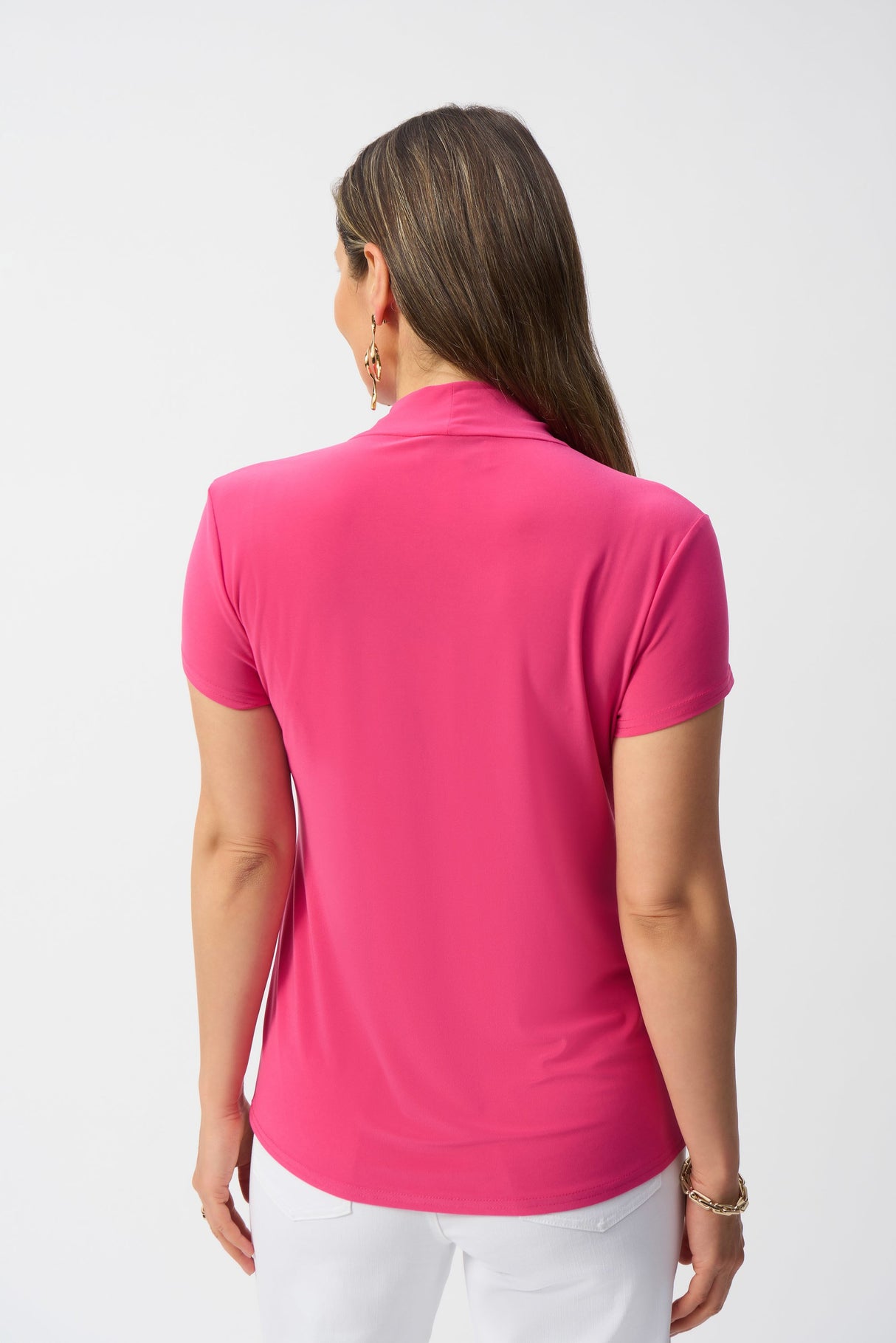Silky Knit Draped Neckline Straight Top