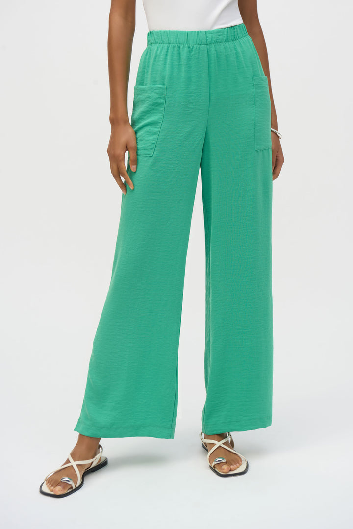 Gauze Wide-Leg Pull-On Pants - Gardenia Green