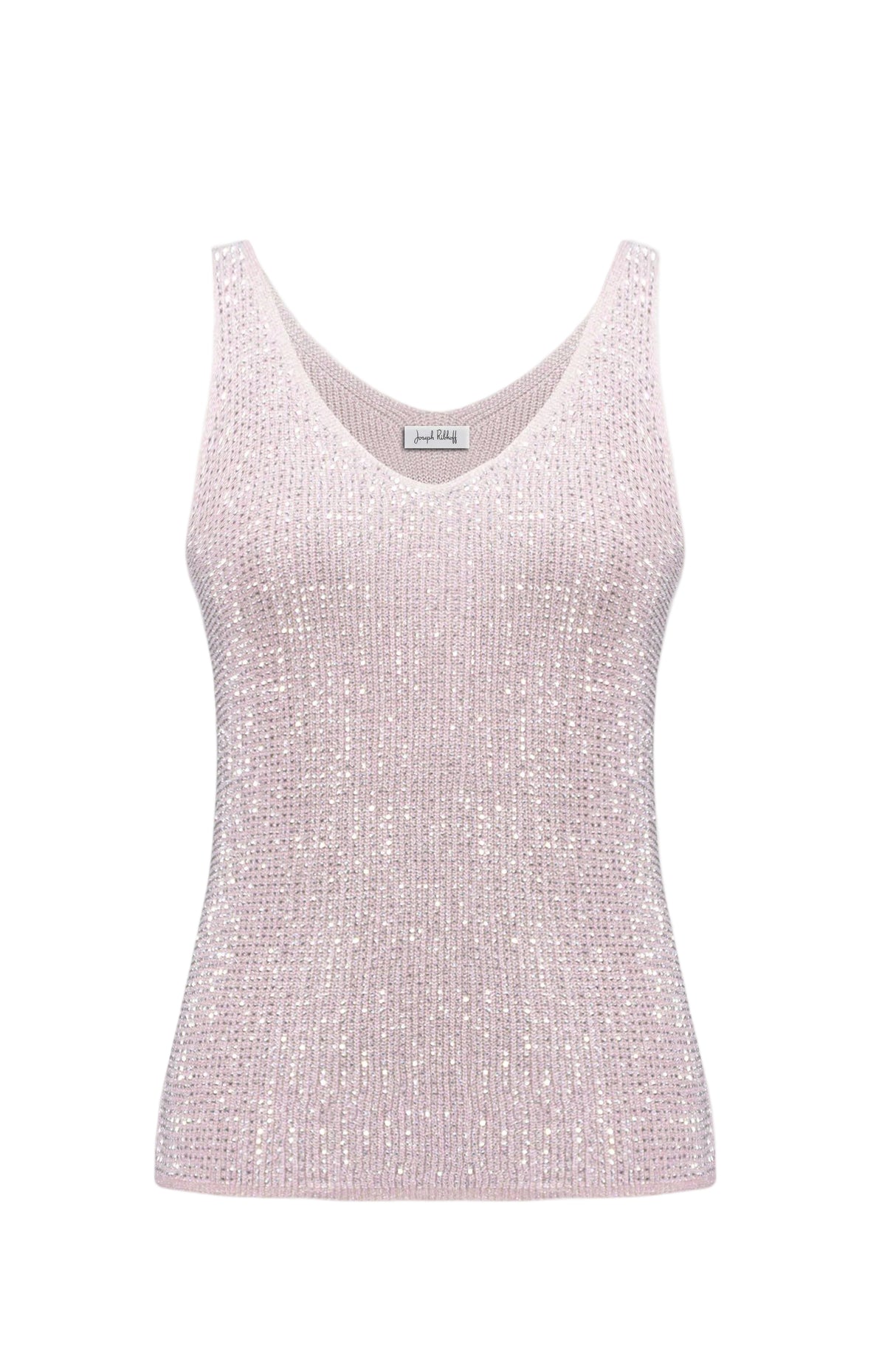 Metallic Knitted Camisole with Rhinestones - Petal Pink