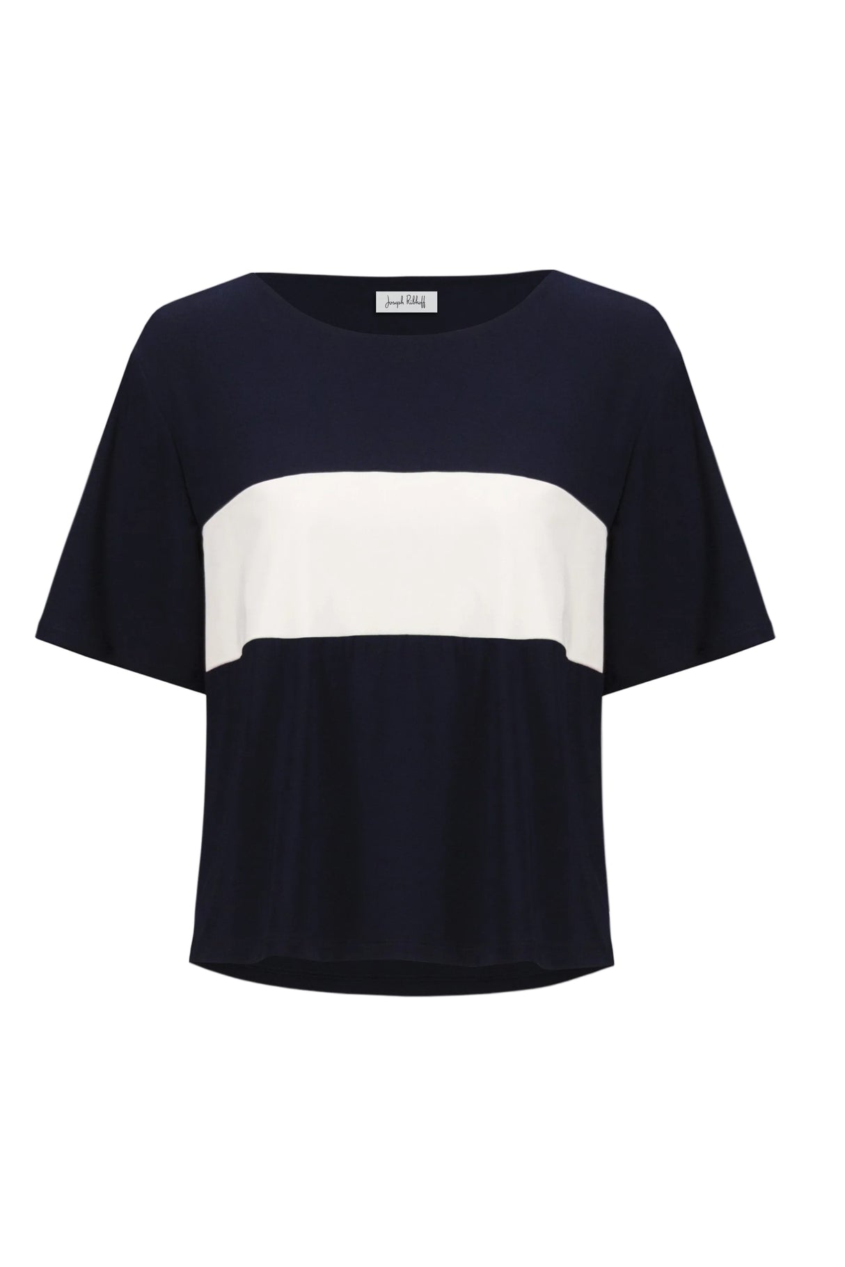 Silky Knit & Stretch Poplin Color Block Boxy Top