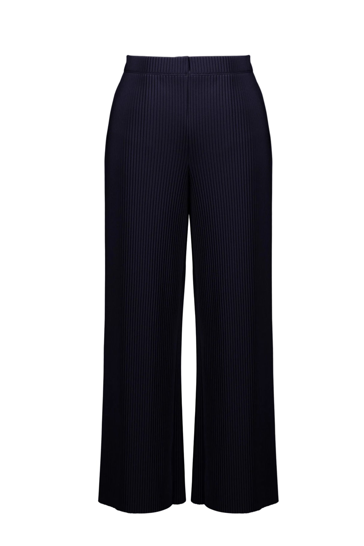 Pleated Scuba Crepe Wide Leg Pull-On Pants - Midnight Blue