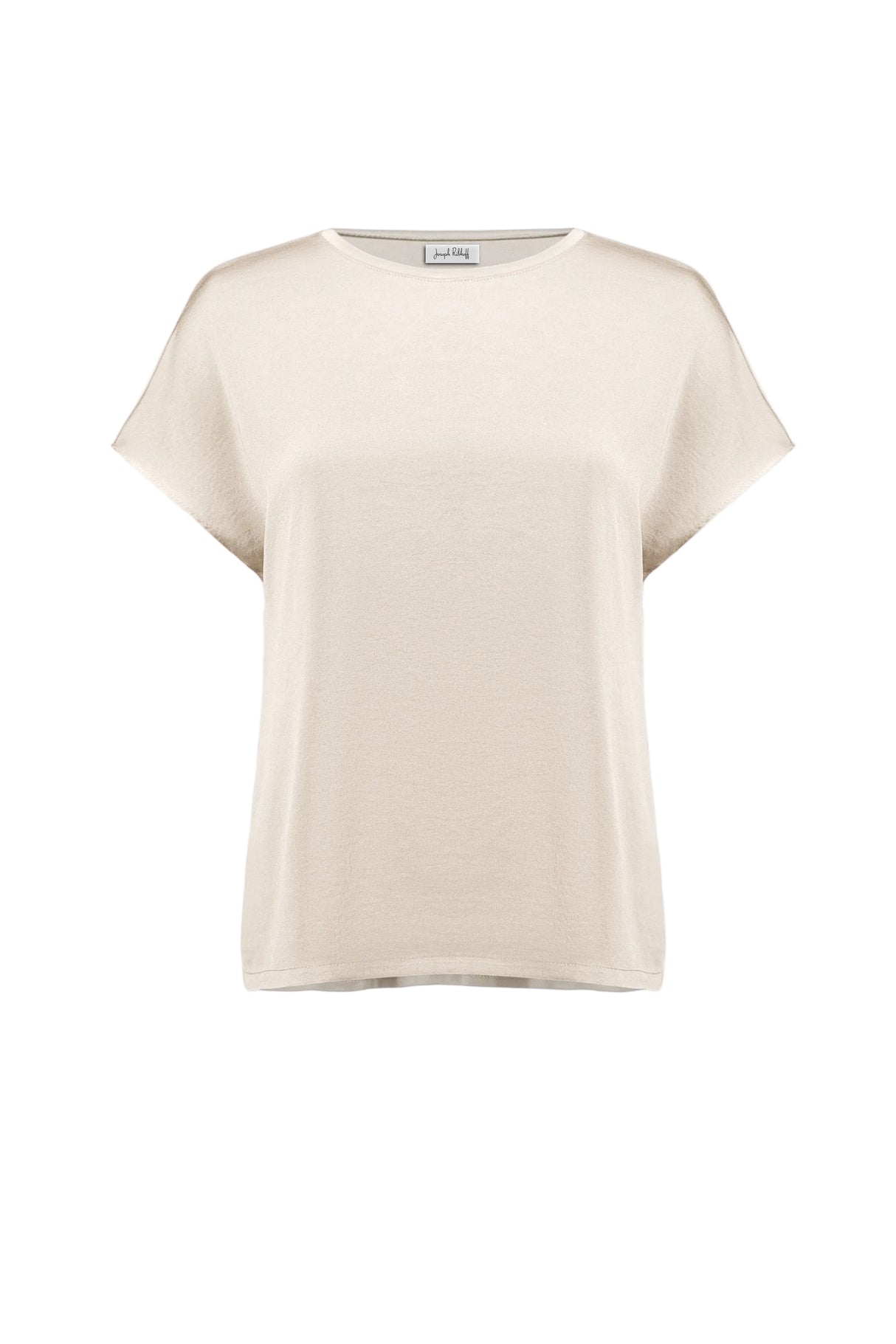 Recycled Satin And Silky Knit Straight Top in Moonstone