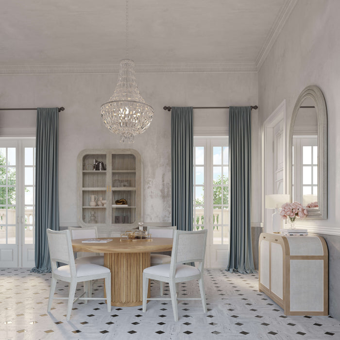 Fitzrovia Dining Chair – Off White Upholstery with White Rattan Backrest