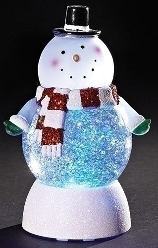 #4 -7.5"H LIGHTED SWIRL DOME SNOWMAN WITH TOP HAT