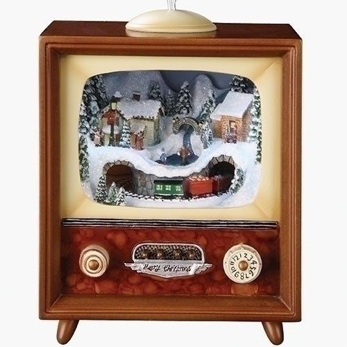 MUSICAL VILLAGE #C -5.75"H LIGHTED MUSICAL TV