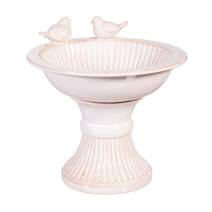 What She Shed Birdbath - Ceramic Debossed Bird