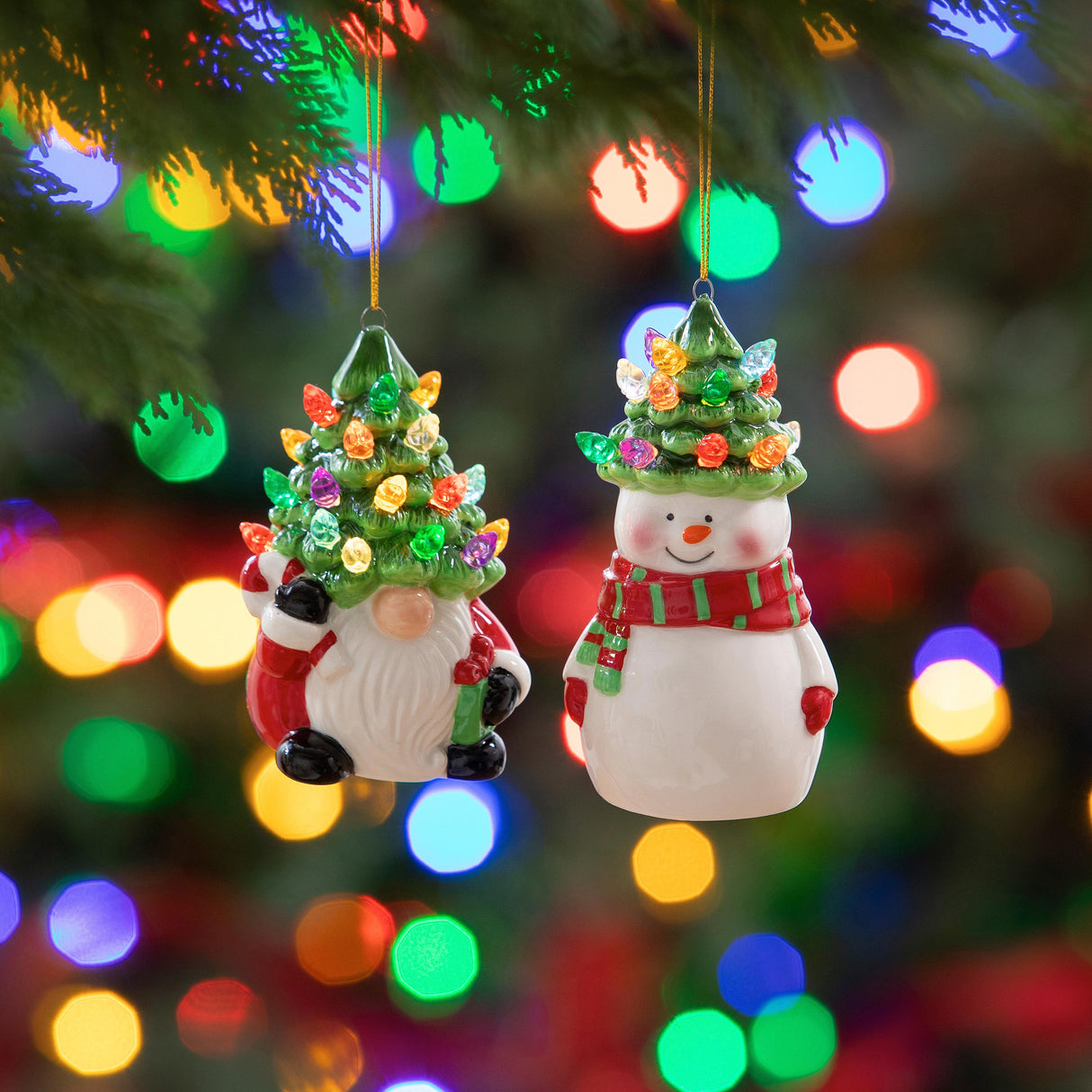 LED Ceramic Ornament with Christmas Tree Hat
