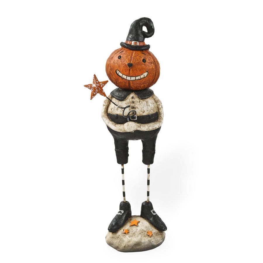 7.5 Inch Resin Standing Pumpkin Man w/Hat Holding Star