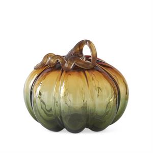 Green & Amber Handblown Glass Pumpkins