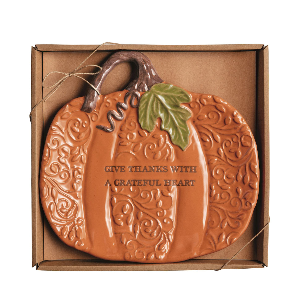 Orange Pumpkin Sentiment Plate