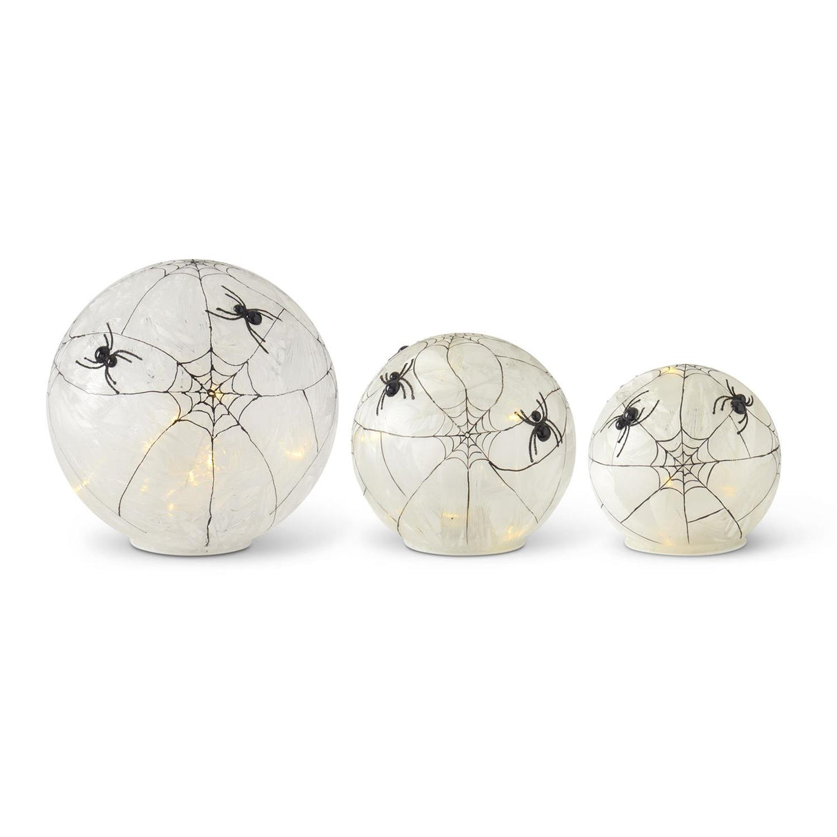 Frosted Glass LED Spider Web Globes w/Timer