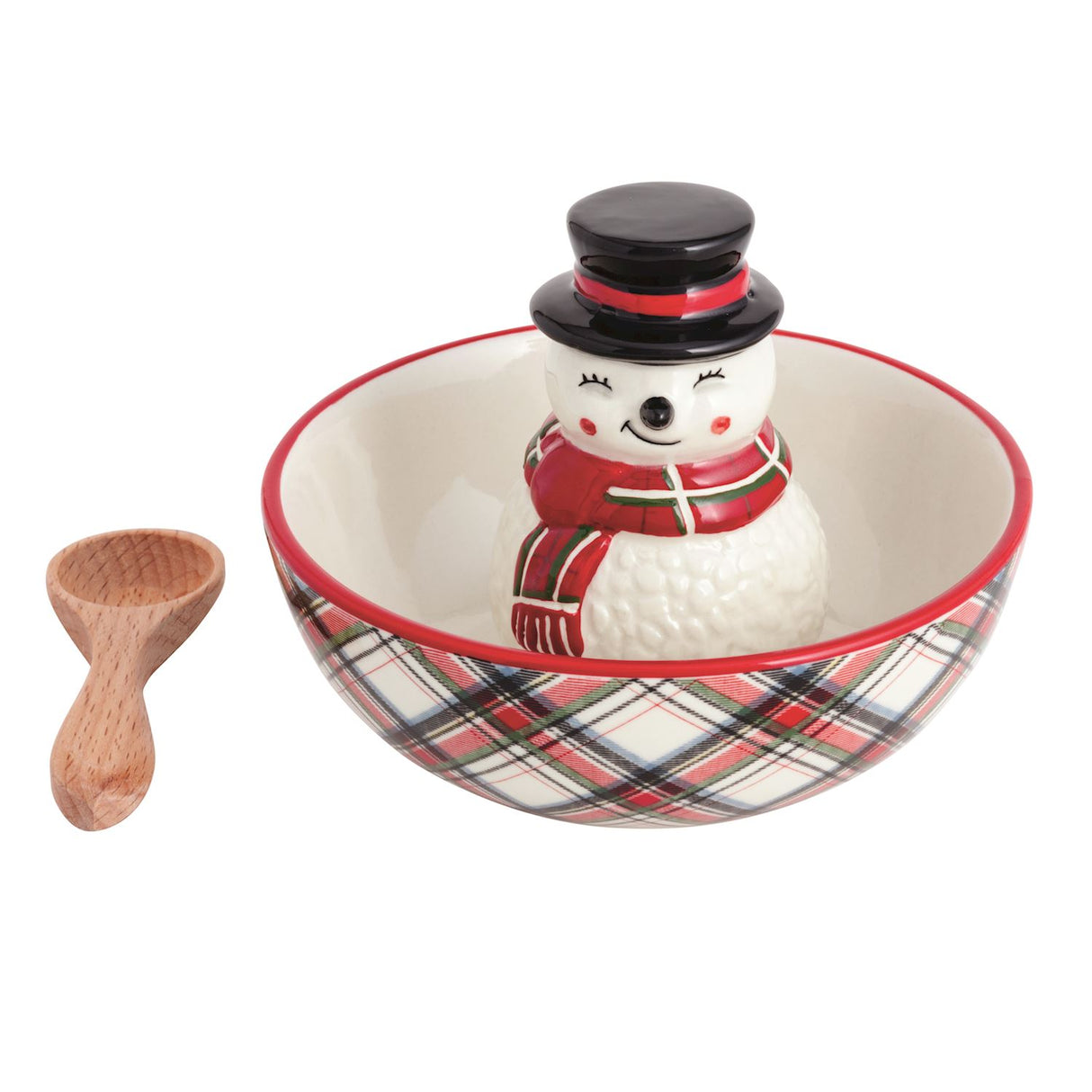 Snowman Tartan Candy Dish Set
