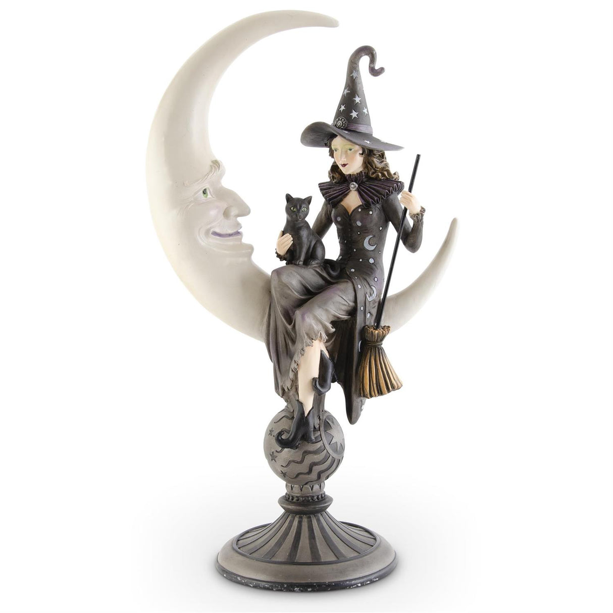 20.5 Inch Crescent Moon w/Sitting Witch & Black
