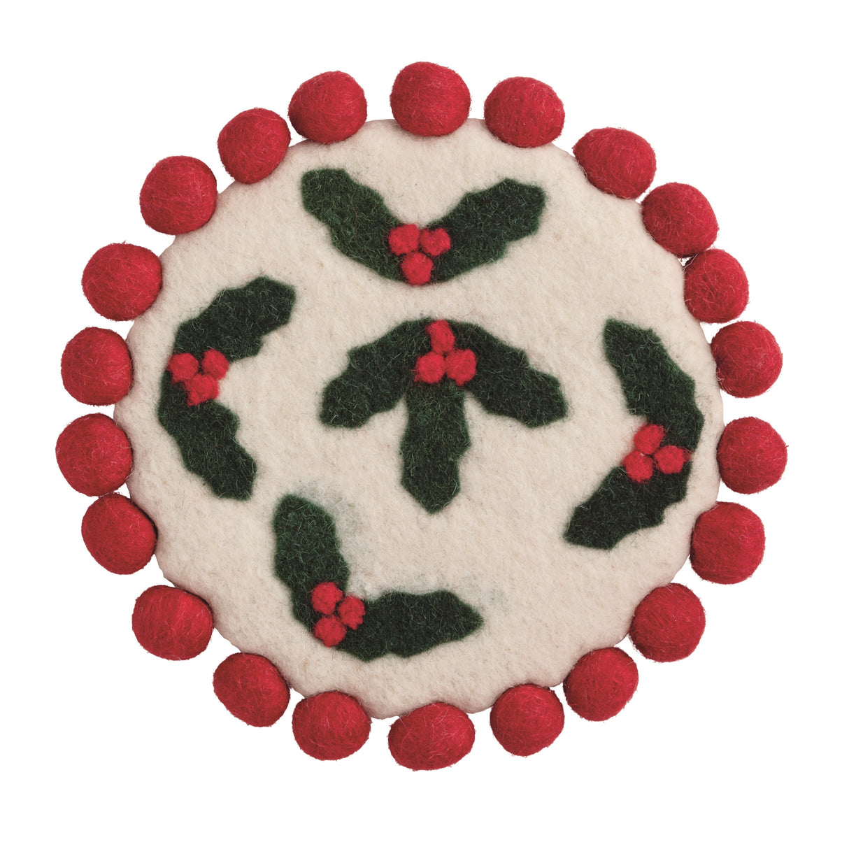 HOLLY XMAS FELTED TRIVET